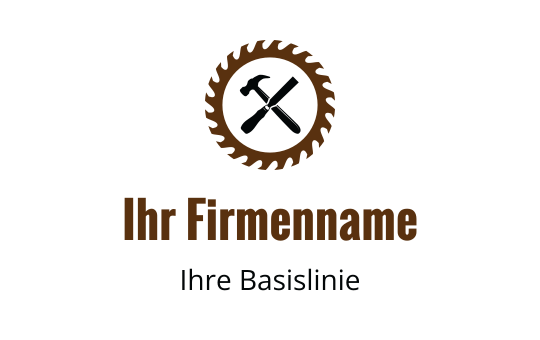Logo-Design mit einer Kreissägeblatt und gekreuzten Hammer- und Schraubenschlüssel-Elementen