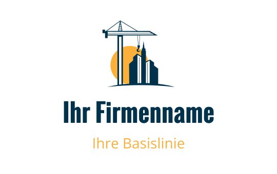 Modernes Logo-Design mit einem Kran und einer Skyline-Silhouette
