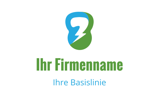 Modernes Logo-Design mit einer blauen und grünen abstrakten Form und einem Blitz