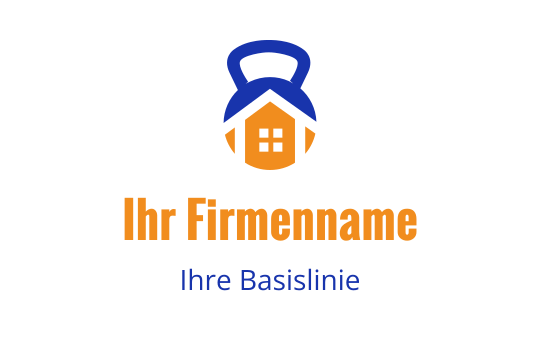 Modernes Logo-Design mit einem Haus, blauen Dach und orangefarbenen Akzenten