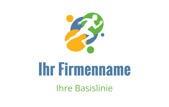 Dynamisches Logo-Design mit einem Läufer und bunten abstrakten Formen