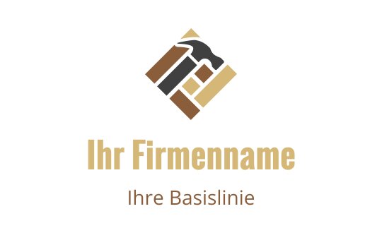 Modernes Logo-Design mit einem Hammer und geometrischen Formen in Erdtönen