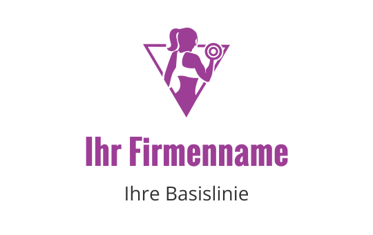 Fettes Logo-Design mit einer stilisierten Figur, die ein Gewicht in Pink hebt