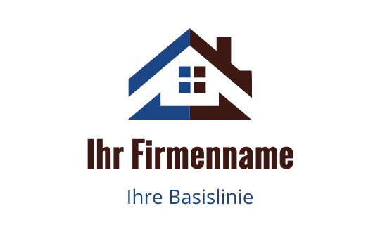 Modernes Hauslogo-Design mit blauen und braunen geometrischen Elementen