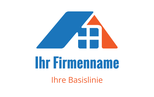 Modernes blaues und oranges Logo-Design mit stilisiertem Dach und Fenster