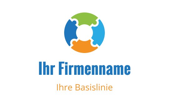 Buntes Puzzlestück-Logo-Design mit blauen, grünen und orangefarbenen Elementen