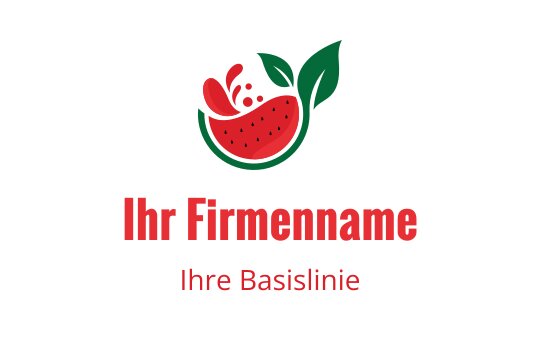 Buntes Erdbeerlogo-Design mit grünen Blättern und verspielten Akzenten