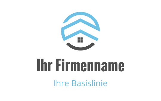 Modernes Logo-Design mit einem stilisierten Haus und blauen Akzenten