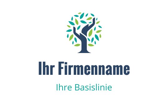 Modernes Baumlogo-Design mit grünen Blättern und einem dunklen Stamm