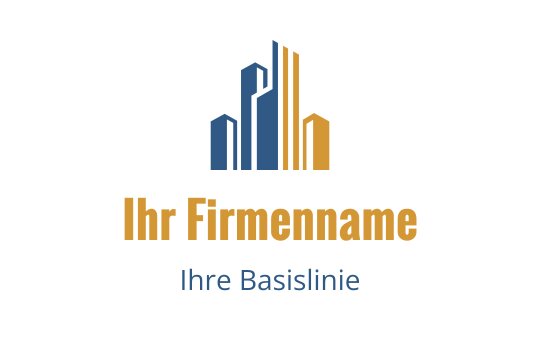 Modernes Skyline-Logo-Design mit blauen und goldenen Gebäuden