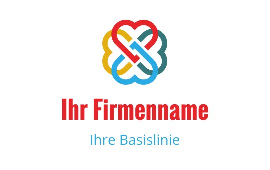 Buntes, verwobenes Herzlogo-Design im modernen, verspielten Stil