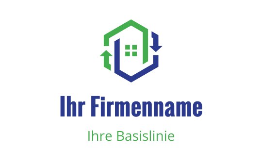 Modernes Logo-Design mit einem Haus und grünen sowie blauen Pfeilen