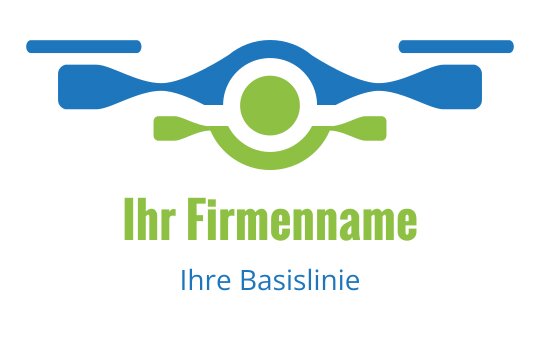 Modernes Logo-Design einer Drohne mit blauen und grünen Elementen