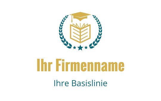 Elegantes Logo-Design mit einem offenen Buch, einem Abschlusskap und einem Lorbeerkranz