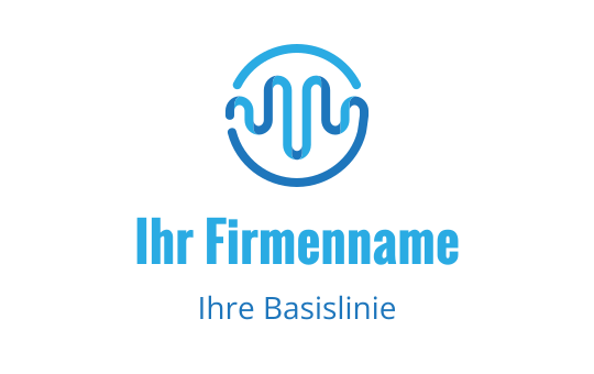 Modernes blaues Logo-Design mit einem kreisförmigen Wellenmuster