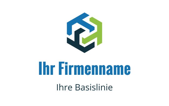 Modernes sechseckiges Logo-Design mit ineinandergreifenden Formen in Blau und Grün