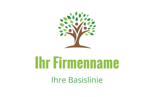 Modernes Baumlogo-Design mit grünen Blättern und braunem Stamm