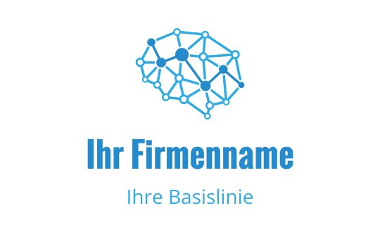 Modernes blaues Logo-Design mit einer vernetzten Gehirn-Illustration