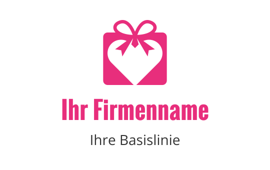 Verspielt pinkes Geschenkbox-Logo-Design mit Herz- und Schleifen-Elementen