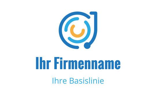 Modernes Logo-Design mit einem kreisförmigen blauen und orangefarbenen Motiv