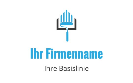 Modernes Logo-Design mit einer Farbrolle und vertikalen blauen Streifen