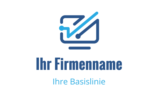 Modernes Logo-Design mit einem stilisierten Diagramm und Bildschirm in Blautönen