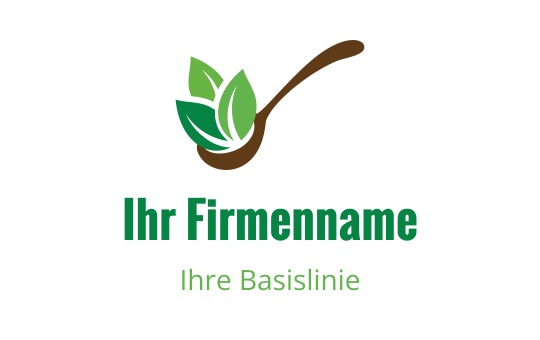 Modernes Logo-Design mit einem Löffel und grünen Blättern