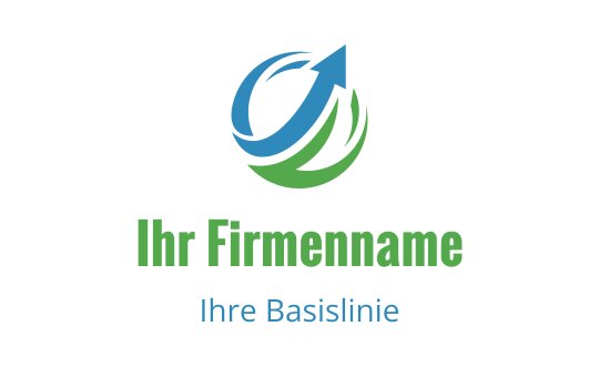 Modernes Logo-Design mit einem blauen Pfeil und grünen Kreiselementen