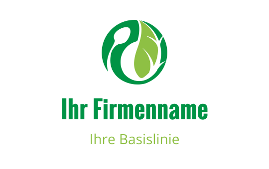 Modernes grünes Logo-Design mit einem stilisierten Blatt und kreisförmiger Form