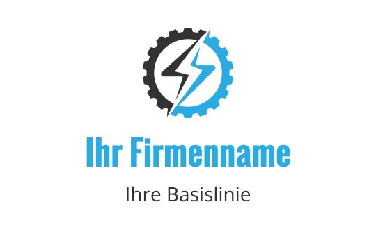 Modernes Logo-Design mit einem Zahnrad und einem Blitz in Blau und Schwarz