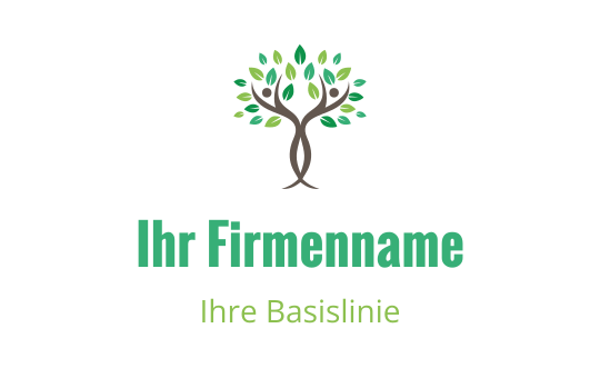 Modernes Baumlogo-Design mit grünen Blättern und braunem Stamm