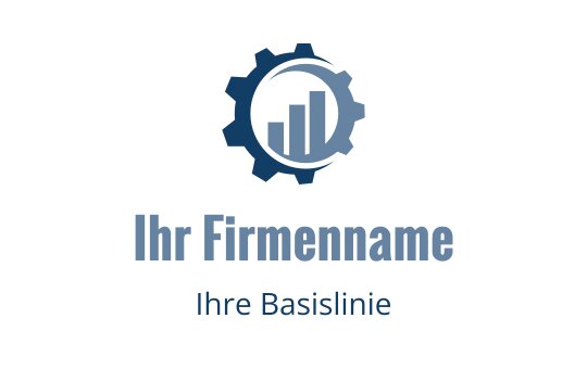 Modernes Zahnrad-Logo-Design mit Balkendiagramm-Elementen in Blautönen