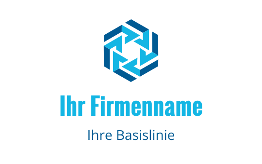 Modernes blaues geometrisches Logo-Design mit ineinandergreifenden Pfeilen