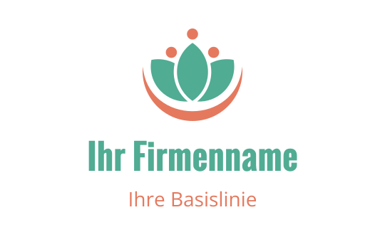 Modernes Logo-Design mit einer stilisierten Lotusblume in Türkis und Koralle