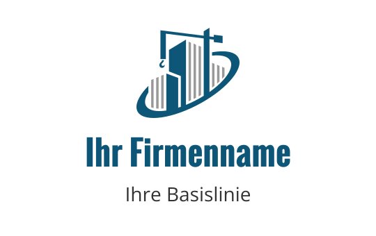Modernes Logo-Design mit einem stilisierten Gebäude und einer Waage in Blau