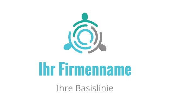 Modernes Logo-Design mit verbundenen Figuren in Türkis und Grau