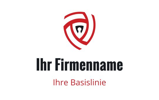 Fettes Schild-Logo-Design mit roten und schwarzen ineinander verschlungenen Elementen