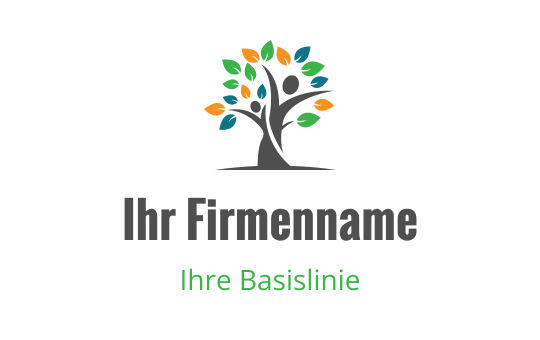 Buntes Baum-Logo-Design mit lebhaften Blättern und einem stabilen Stamm