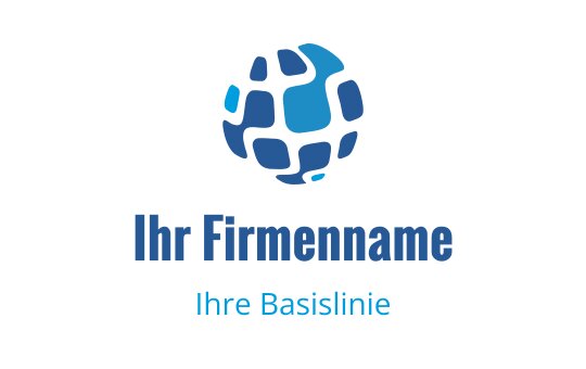 Modernes blaues Globus-Logo-Design mit abstrakten Formen und fettem Text