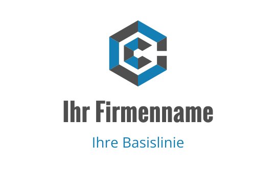Modernes hexagonales Logo-Design mit blauen und grauen geometrischen Formen