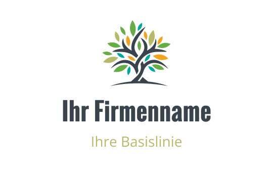 Buntes Baum-Logo-Design mit lebhaften Blättern und einem stabilen Stamm