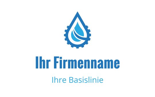 Modernes blaues Wassertropfen-Logo-Design mit Zahnradelementen
