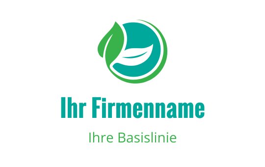 Modernes Logo-Design mit einem lächelnden Blatt auf einem kreisförmigen türkisfarbenen Hintergrund