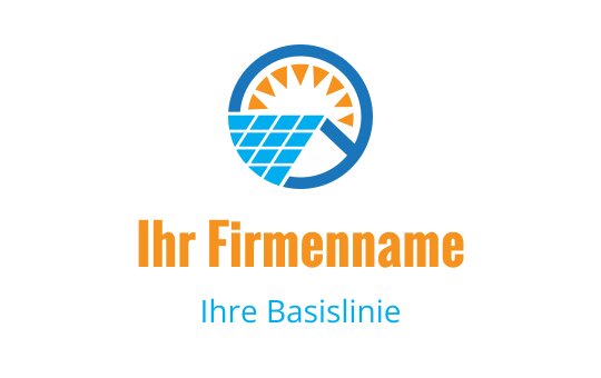 Modernes Logo-Design mit Sonne und Solarpanel-Elementen in Blau und Orange