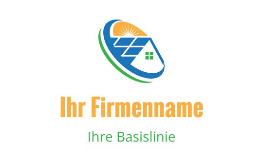 Modernes Logo-Design mit einem Haus, einer Sonne und Solarpanelen
