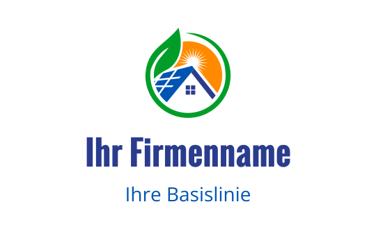 Modernes Logo-Design mit einem Haus, Solarpanelen und einem Sonnenstrahl