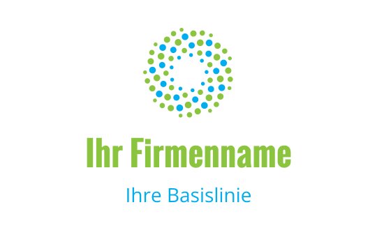 Modernes kreisförmiges Logo-Design mit grünem und blauem Punktmuster