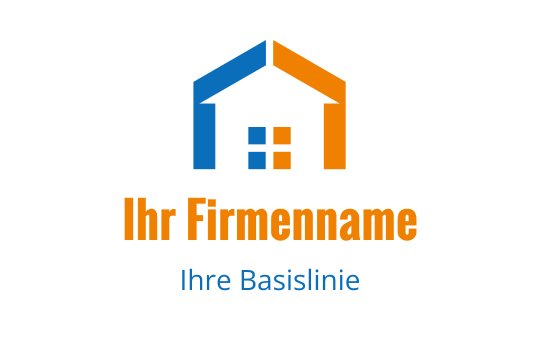Modernes Hauslogo-Design mit blauen und orangefarbenen Elementen