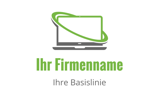 Modernes Laptop-Logo-Design mit einer grünen umlaufenden Linie