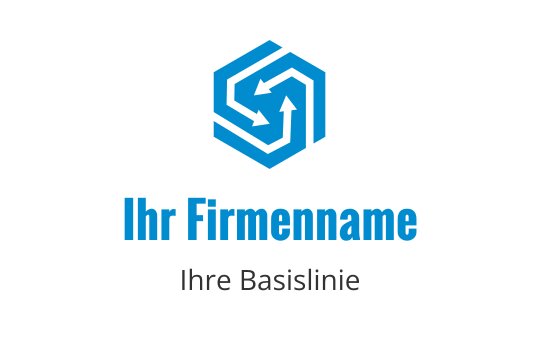 Modernes blaues sechseckiges Logo-Design mit Pfeilen und stilisierten Buchstaben